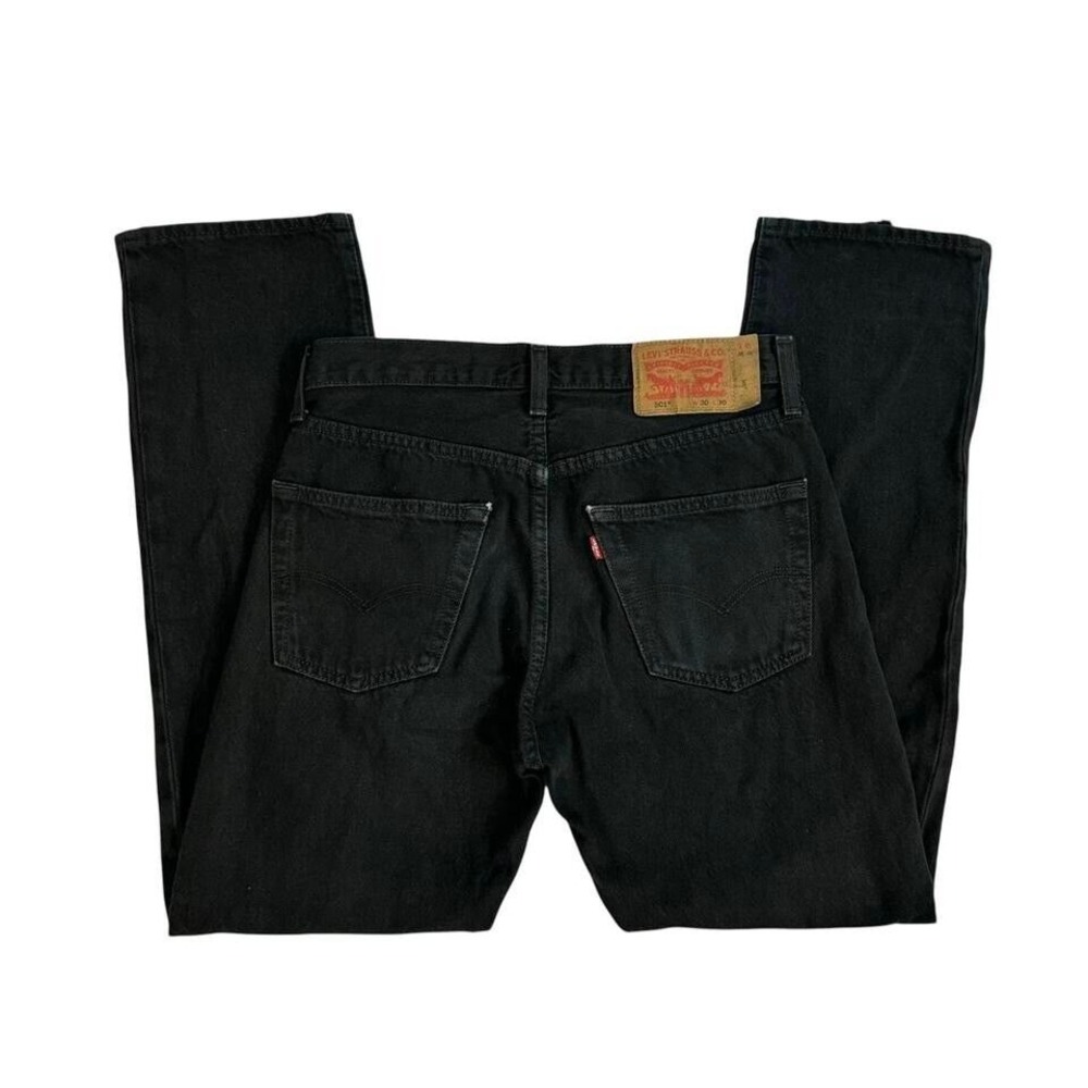 black levi's 501 jeans 30x30 black denim straight leg authentic button fly pants